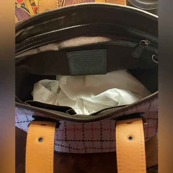 Coach Hampton Wool Tweed and Leather Tote - Picture 6 of 10